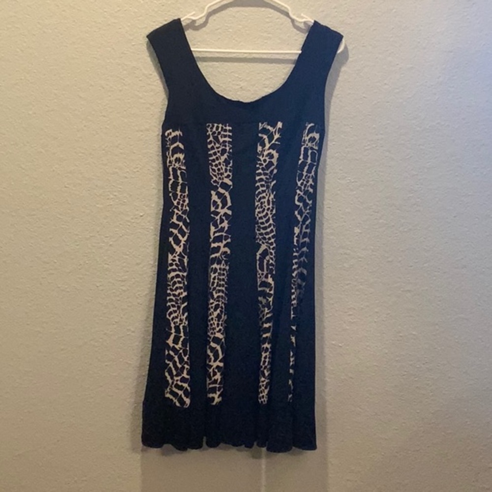 Connected Apparel Black and Tan leopard dress